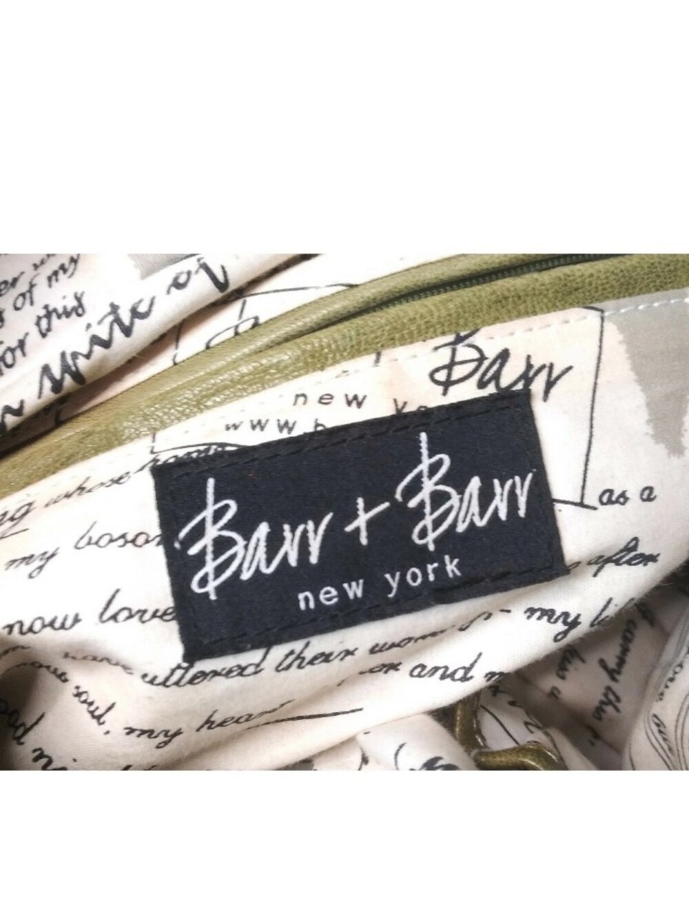 Vintage Barr + Barr New York Leather Bag Boho Shoulder Tote Olive Brown &  Green - Picture 7 of 10